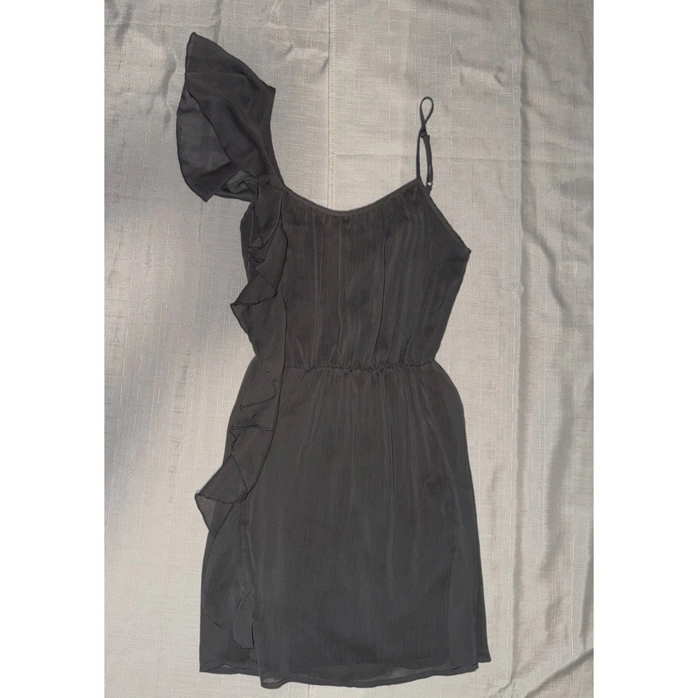Wet Seal Grey Gray Mini Dress Y2K Chiffon Ruffle Whimsigoth Dark Fairy Sz Small